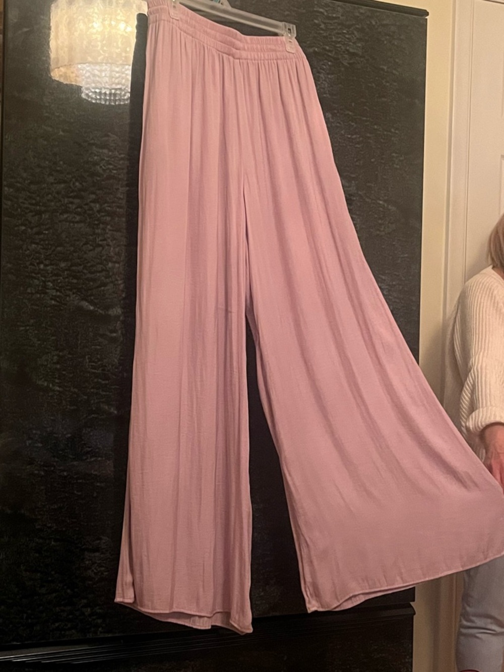 Zara Wide-Leg Soft Lilac-Pink Palazzo Pants with Elastic Waist